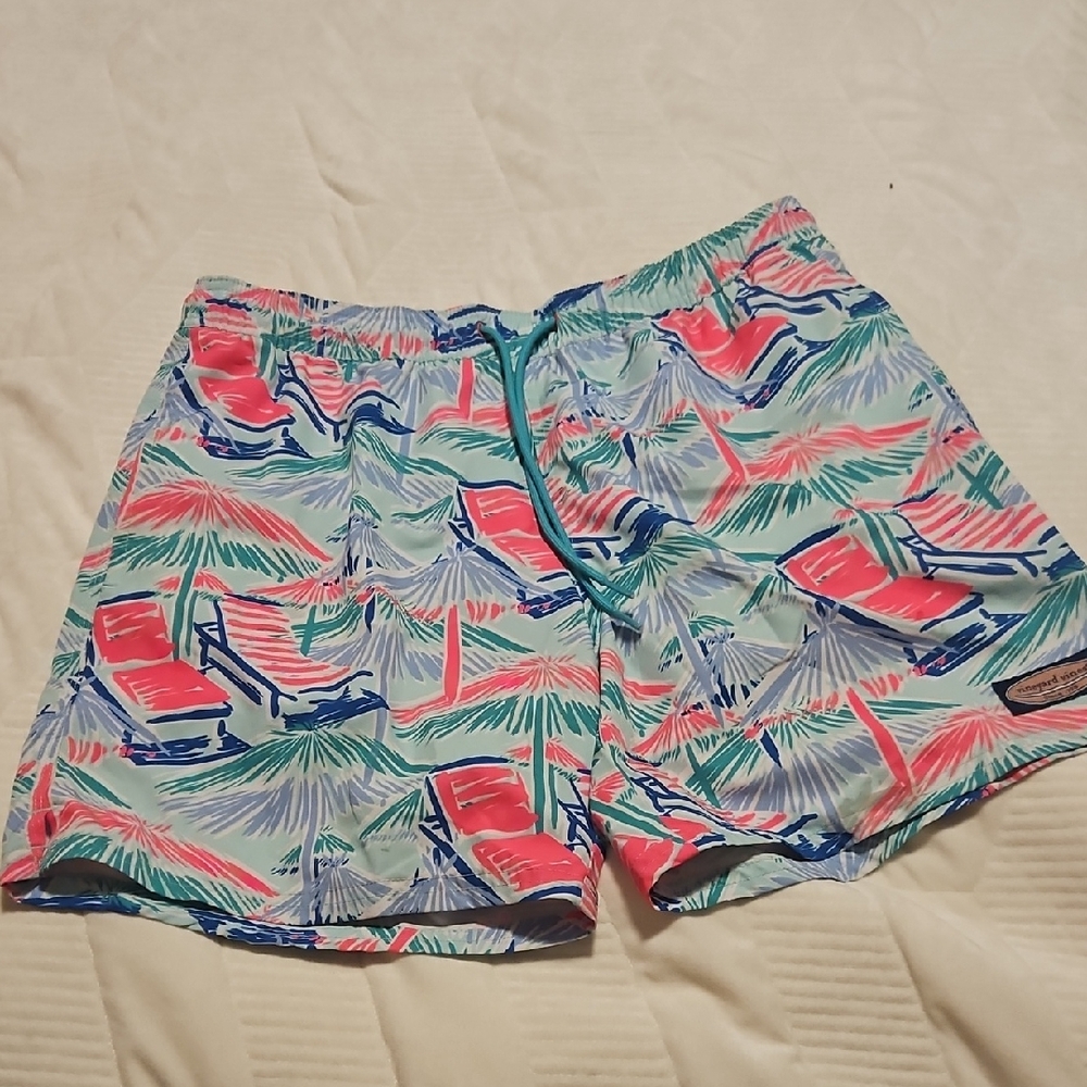 Vinyard Vines Swim Shorts - Coral, Aqua & Navy